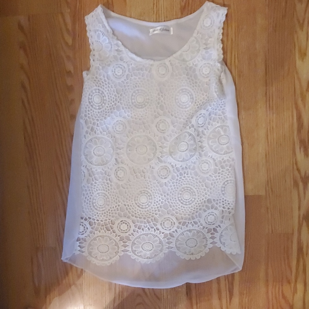 🛍$5 for $25🛍 White Crochet Shirt